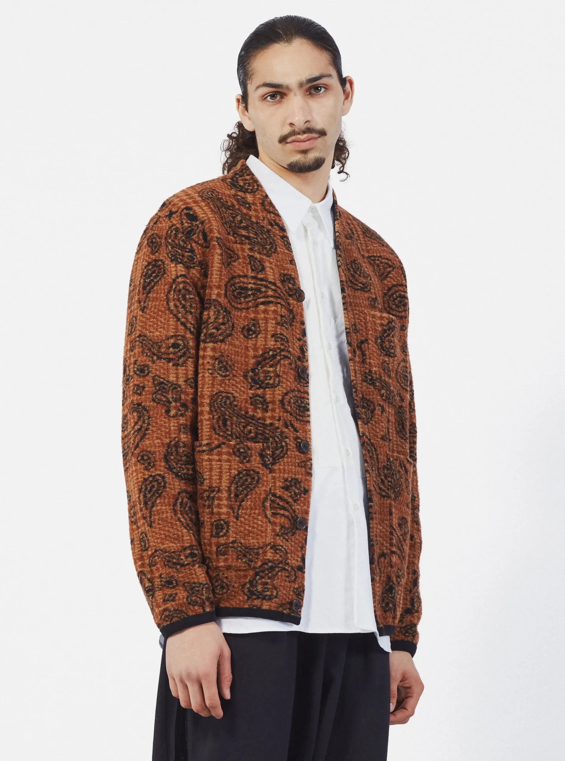 Online Cardigan In Cinnamon Paisley Check Fleece Men Fleece.