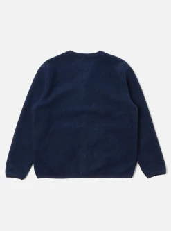 Hot Cardigan In Indigo Wool Fleece Men Fleece.