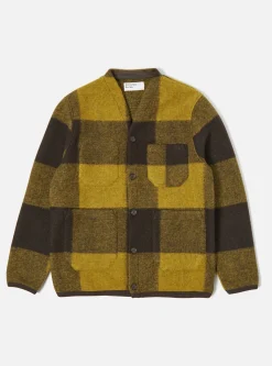 New Cardigan In Mustard/Brown Studio Check Fleece Men Fleece.