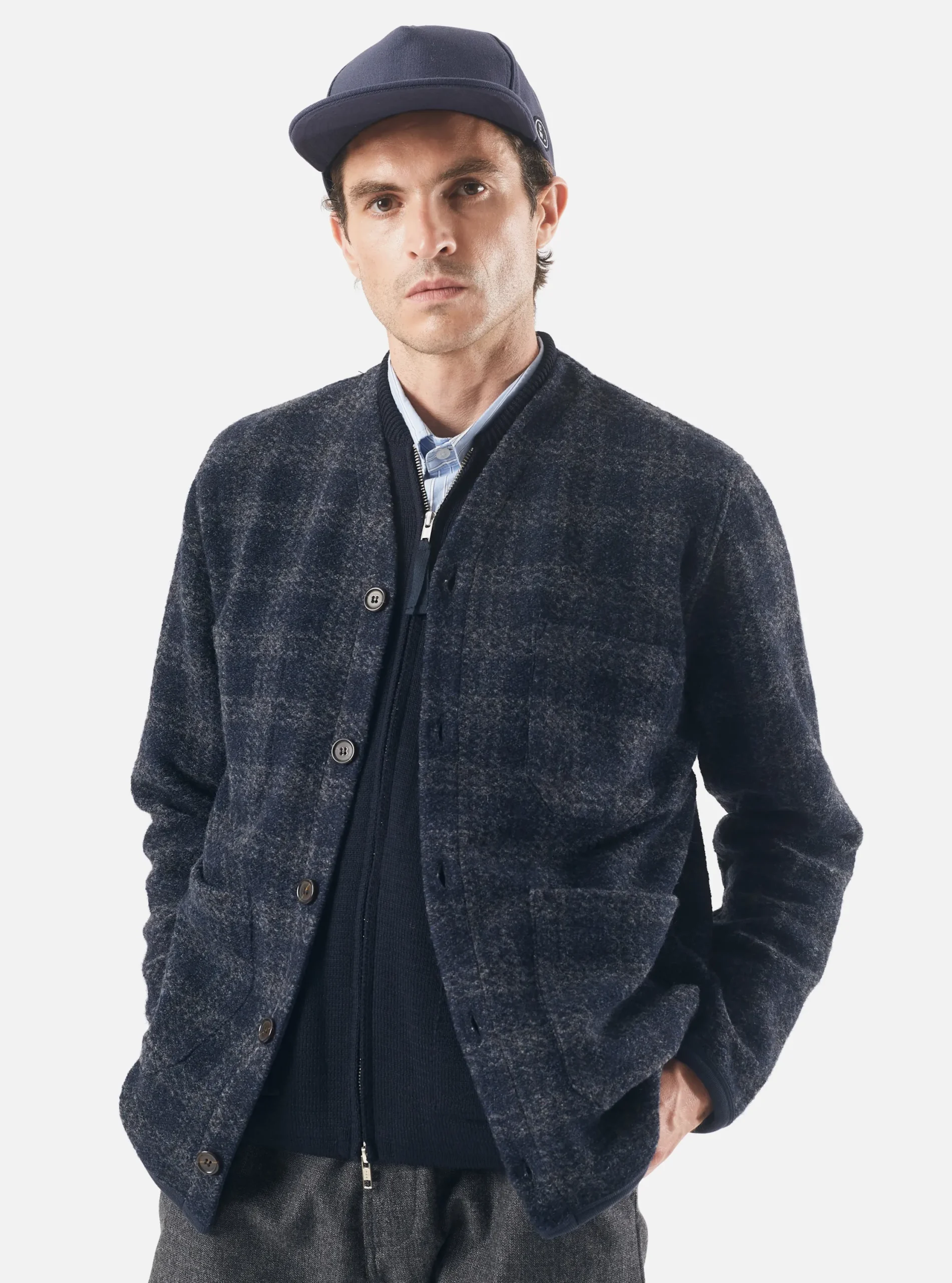 Cheap Cardigan In Navy Swarm Fleece Men Fleece.