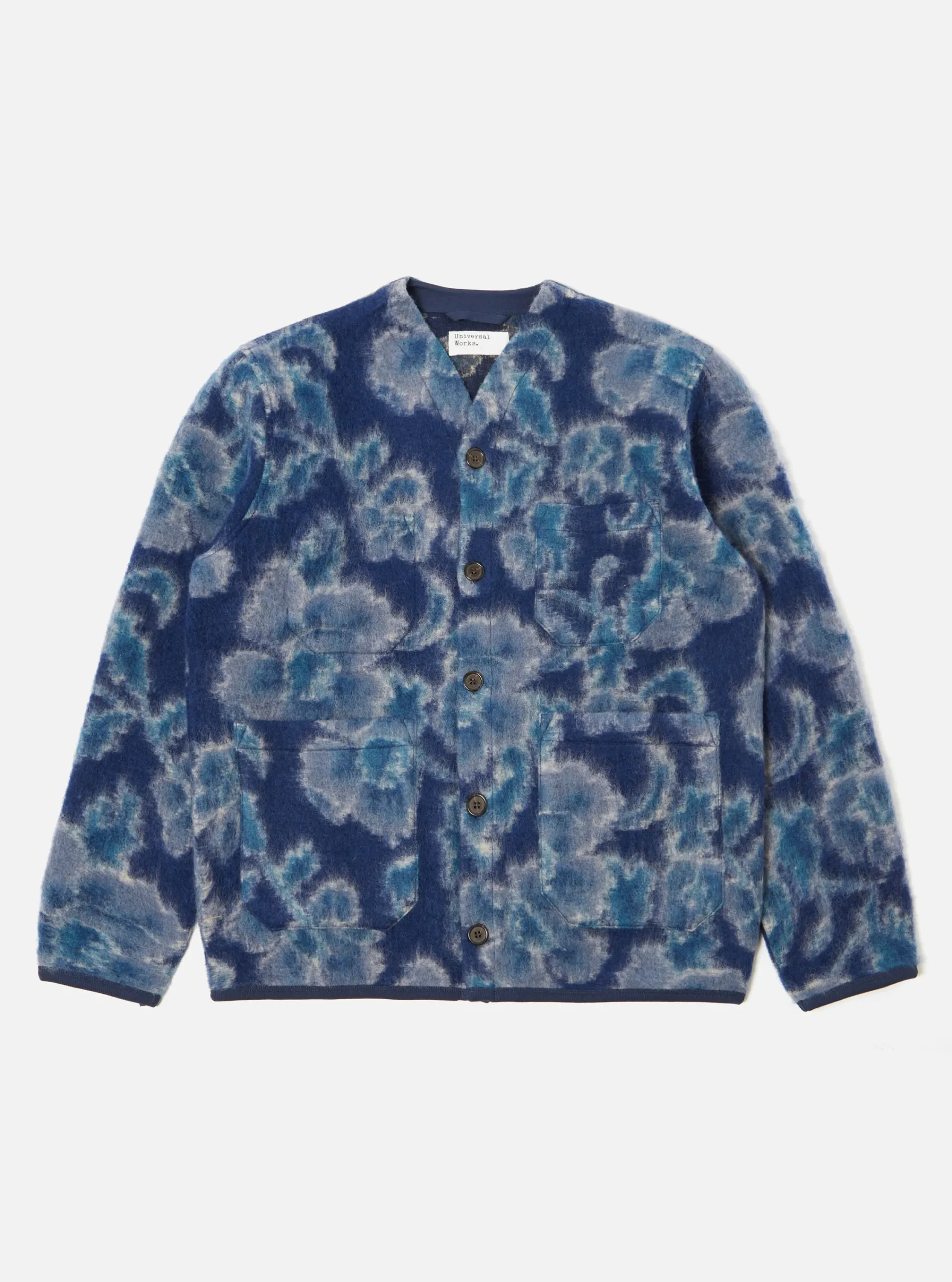 Fashion Cardigan In Navy Flower Fleece Men Fleece.