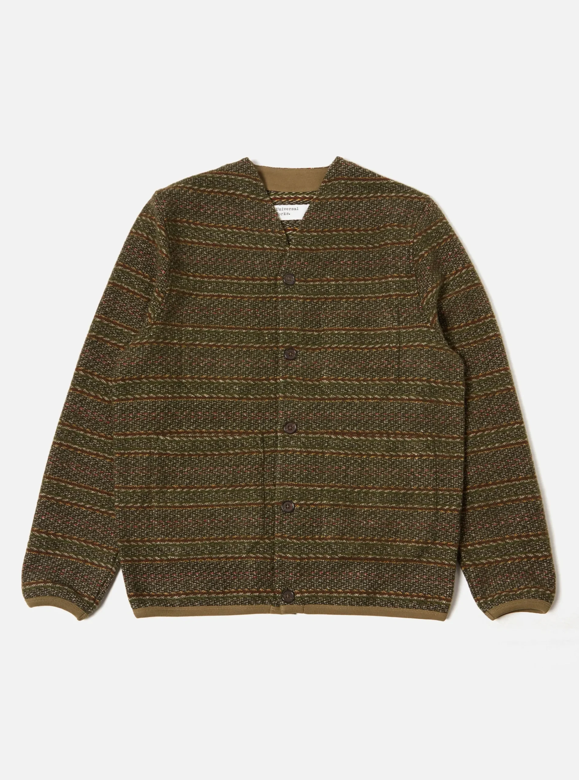 Fashion Cardigan In Olive Rug Stripe Men Fleece.