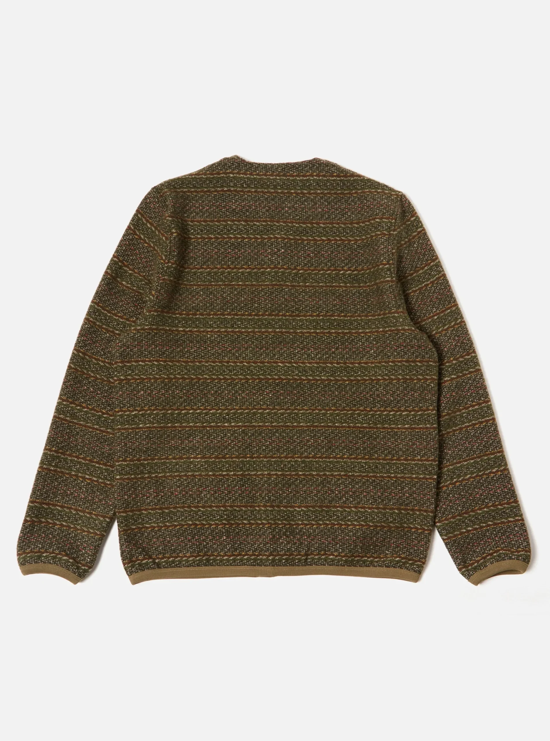 Fashion Cardigan In Olive Rug Stripe Men Fleece.