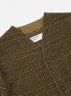 Fashion Cardigan In Olive Rug Stripe Men Fleece.