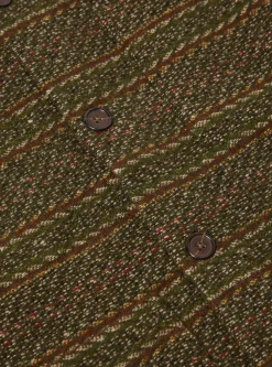 Fashion Cardigan In Olive Rug Stripe Men Fleece.