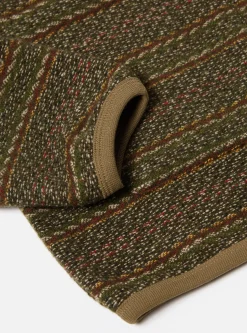 Fashion Cardigan In Olive Rug Stripe Men Fleece.