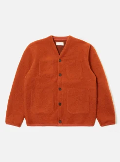 Best Sale Cardigan In Orange Wool Fleece Men Fleece.