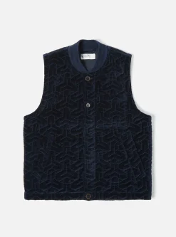 Sale Carlton Gilet In Midnight Velveteen Men Waistcoats & Gilets.
