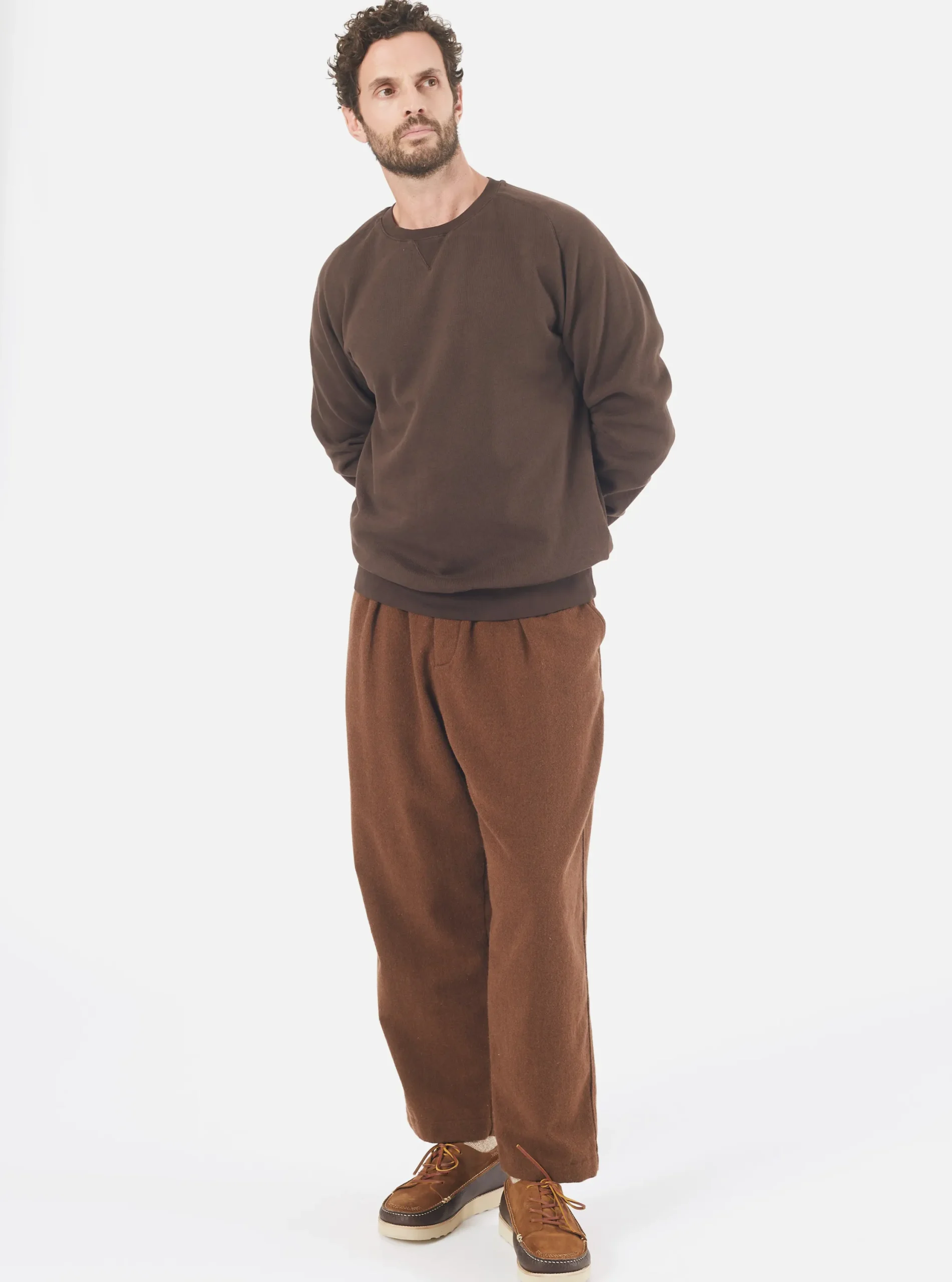 Outlet Classic Crew Sweatshirt In Brown Dry Handle Brushback Men Tees & Sweats.