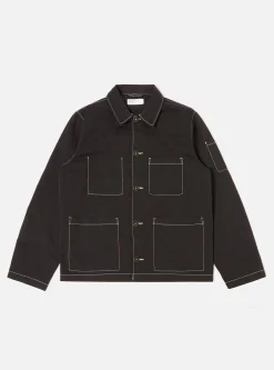 Clearance Coverall Jacket In Black Twill Men Jackets.