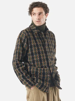 Fashion Coverall Jacket In Charcoal Crazy Check Wool Mix Men Jackets.