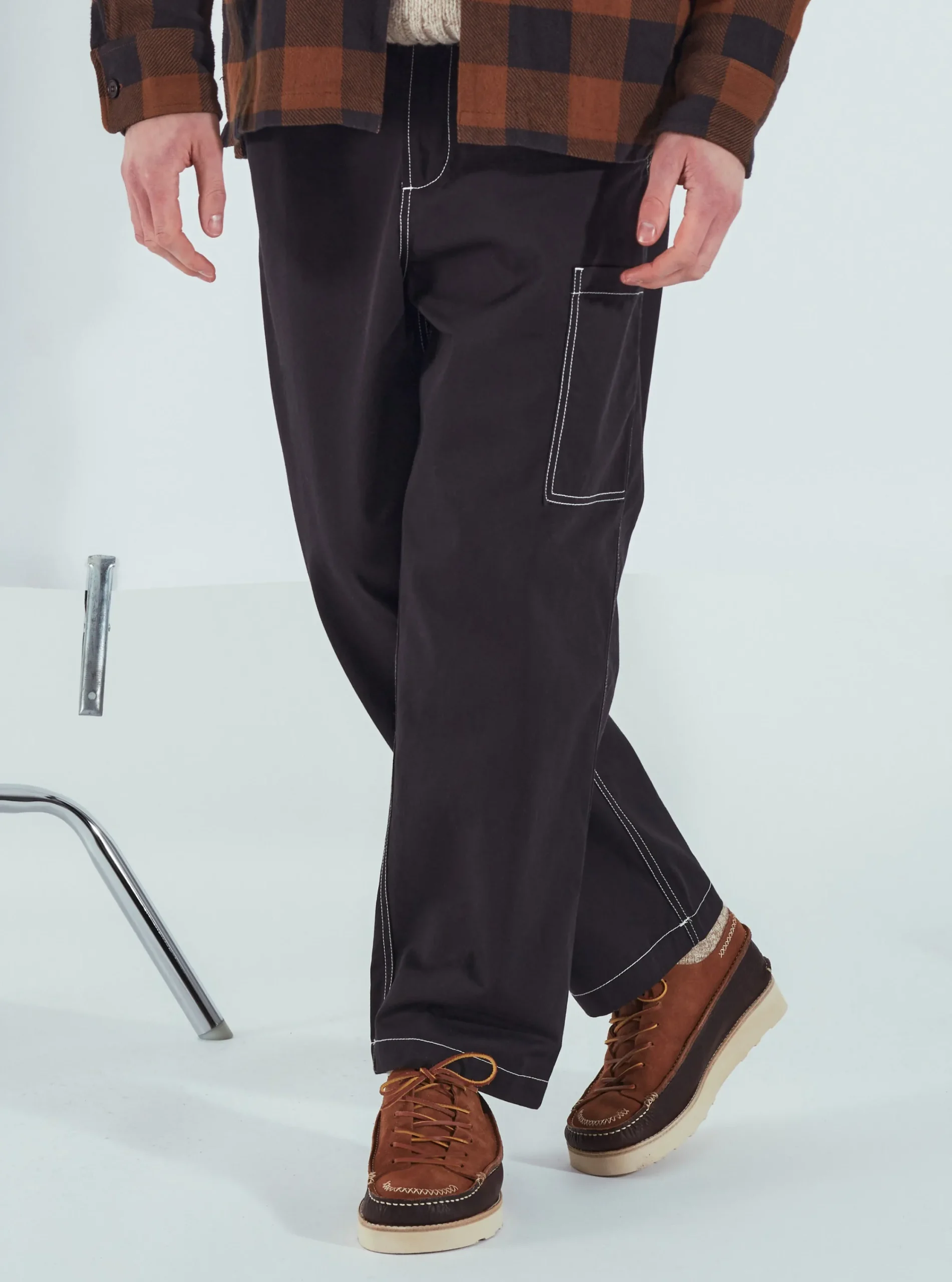 Fashion Coverall Pant In Black Twill Men Trousers.