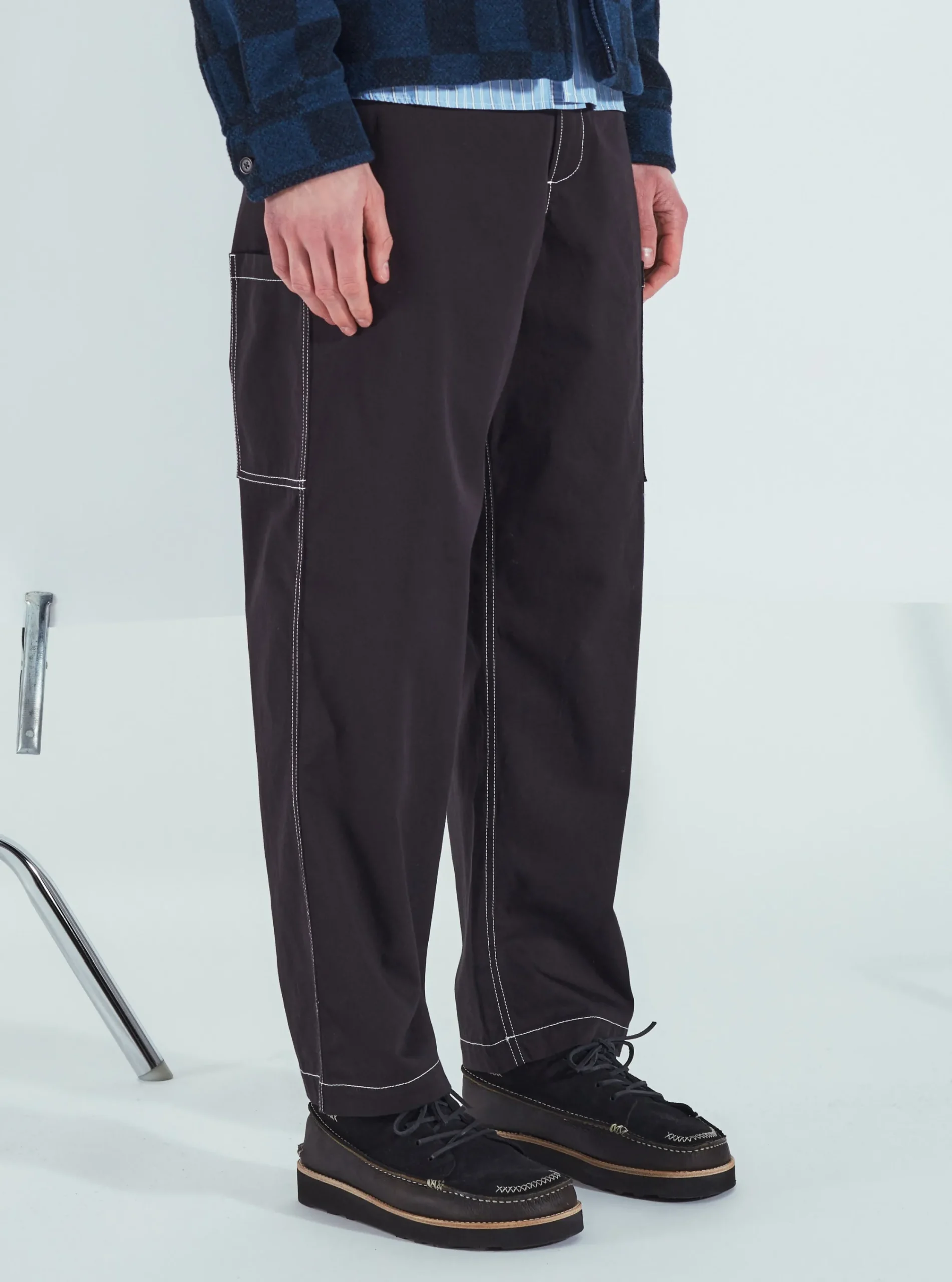 Fashion Coverall Pant In Black Twill Men Trousers.