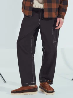 Fashion Coverall Pant In Black Twill Men Trousers.