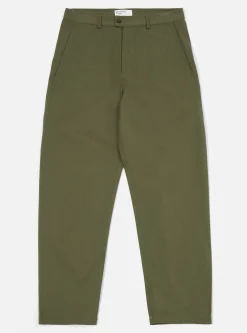 Shop Curved Pant In Light Olive Twill Men Suiting.
