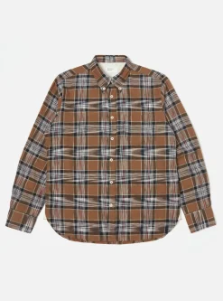 Shop Daybrook Shirt In Brown Ikat Twill Check Men Shirts.