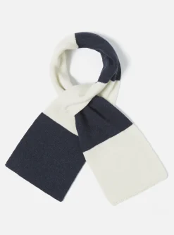 Store Deluxe Football Scarf In Navy/Ecru Soft Wool Men Accessories.