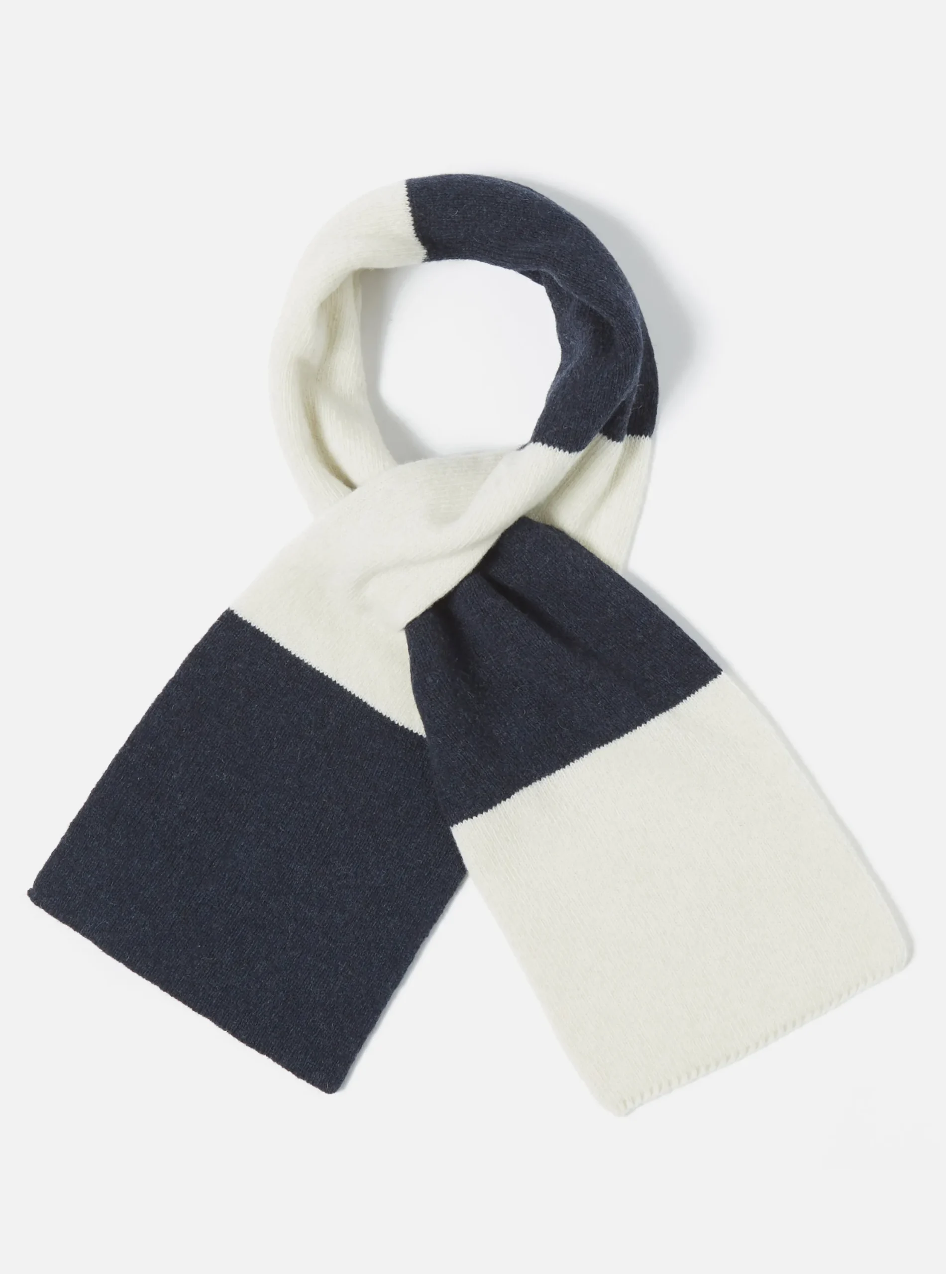 Store Deluxe Football Scarf In Navy/Ecru Soft Wool Men Accessories.