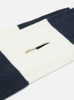 Store Deluxe Football Scarf In Navy/Ecru Soft Wool Men Accessories.
