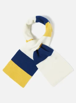 Best Deluxe Football Scarf In Ecru/Yellow/Blue Soft Wool Men Accessories.