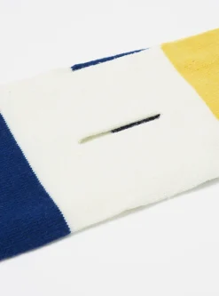 Best Deluxe Football Scarf In Ecru/Yellow/Blue Soft Wool Men Accessories.