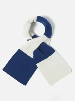 Hot Deluxe Football Scarf In Ecru/Blue Soft Wool Men Accessories.