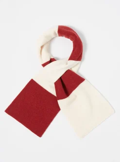 Sale Deluxe Football Scarf In Ecru/Red Soft Wool Men Accessories.