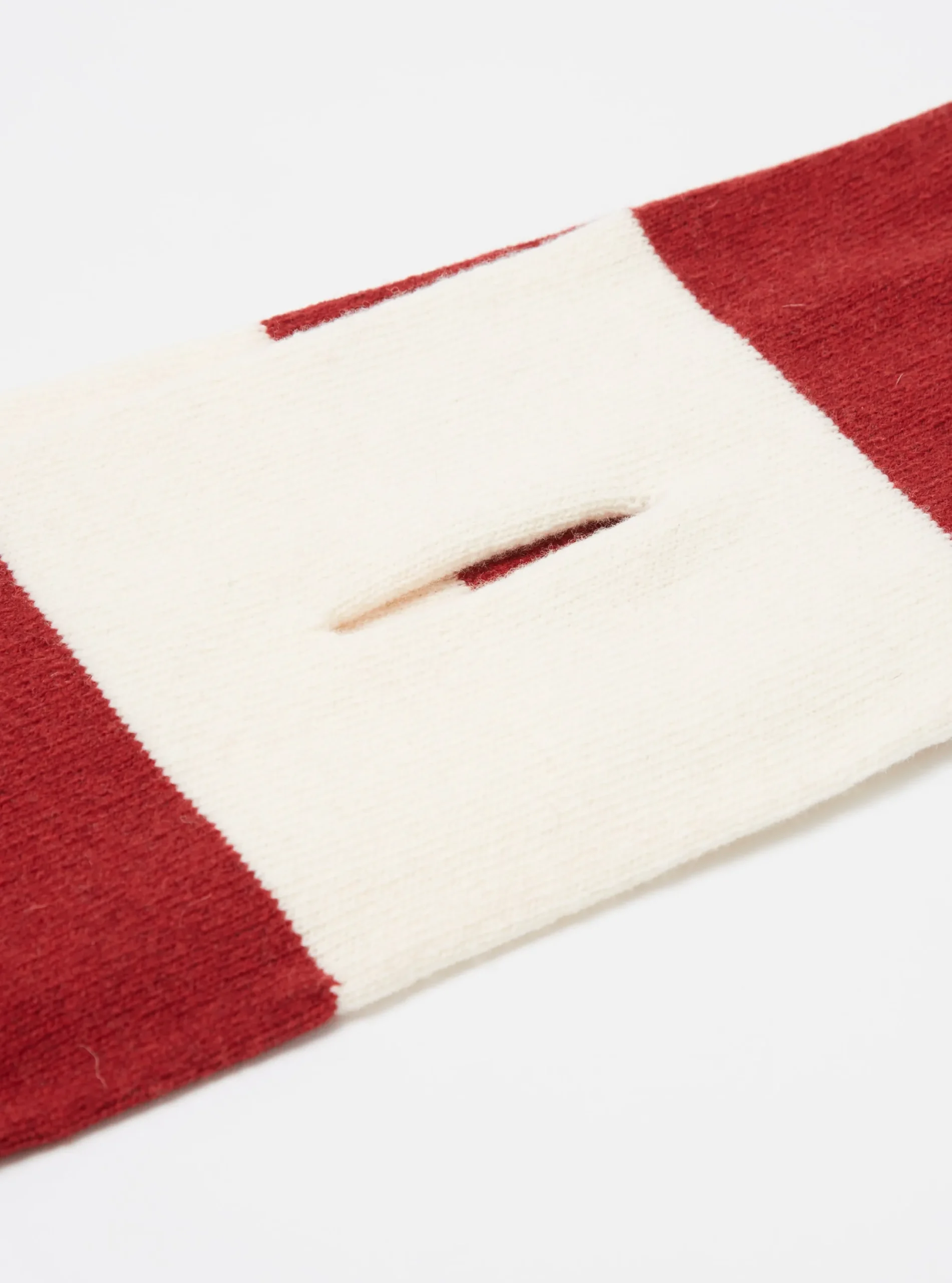 Sale Deluxe Football Scarf In Ecru/Red Soft Wool Men Accessories.