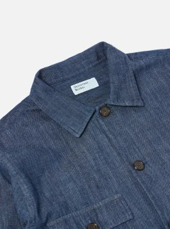 Clearance Dockside Overshirt In Indigo 6.5Oz Organic Denim Men Overshirts.