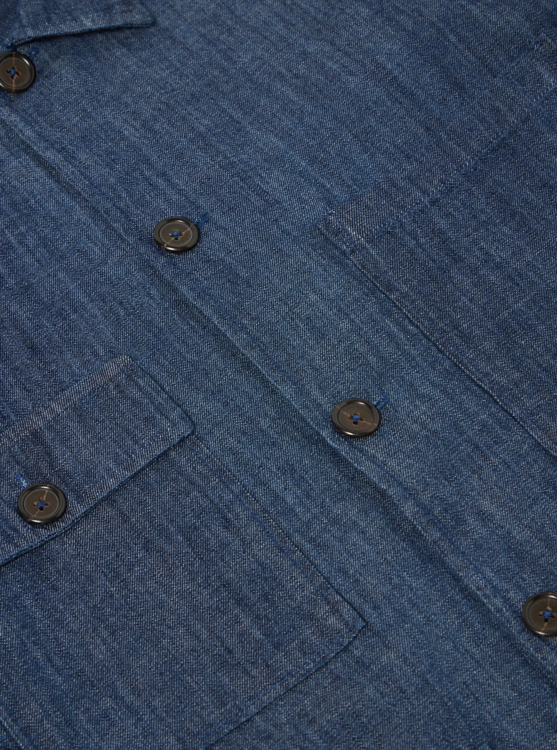 Clearance Dockside Overshirt In Indigo 6.5Oz Organic Denim Men Overshirts.