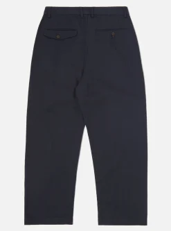 Cheap Double Pleat Pant In Navy Winter Twill Men Trousers.