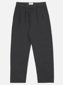 Cheap Double Pleat Pant In Black Twill Men Suiting.