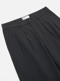 Cheap Double Pleat Pant In Black Twill Men Suiting.