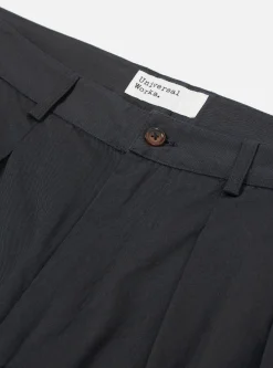 Cheap Double Pleat Pant In Black Twill Men Suiting.