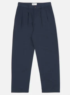 Cheap Double Pleat Pant In Navy Twill Men Suiting.