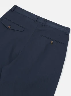 Cheap Double Pleat Pant In Navy Twill Men Suiting.