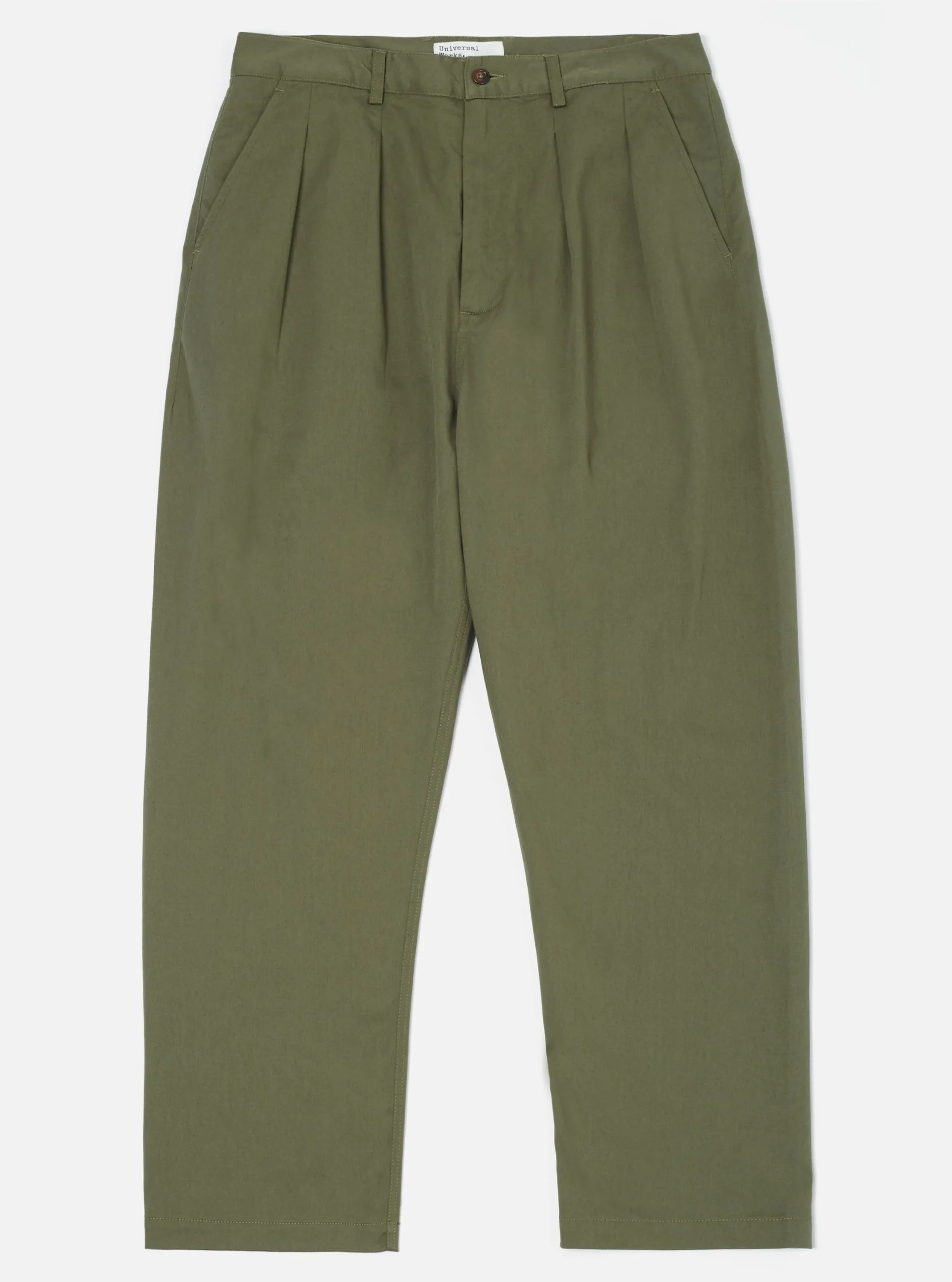 Shop Double Pleat Pant In Light Olive Twill Men Suiting.