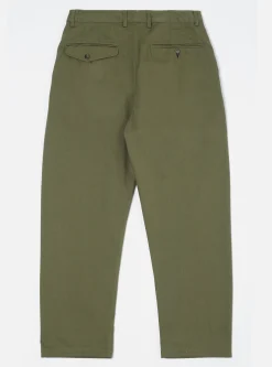 Shop Double Pleat Pant In Light Olive Twill Men Suiting.