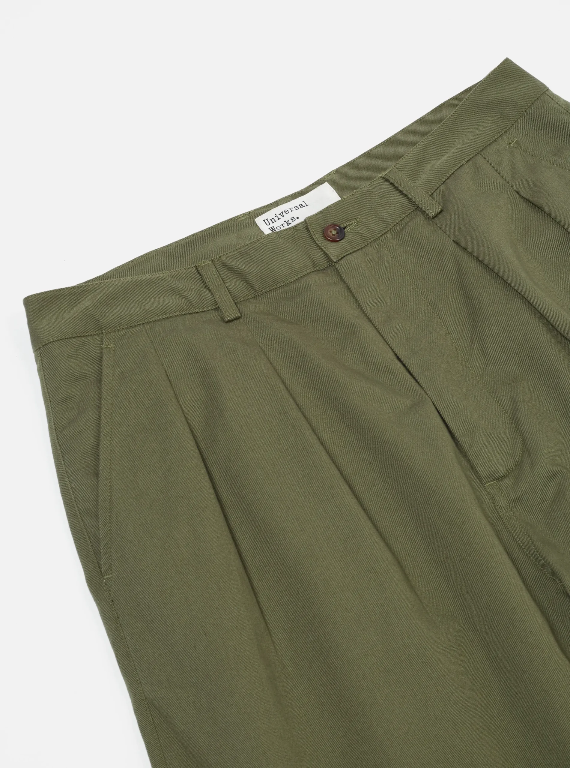 Shop Double Pleat Pant In Light Olive Twill Men Suiting.