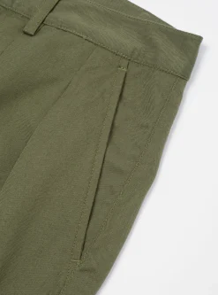 Shop Double Pleat Pant In Light Olive Twill Men Suiting.