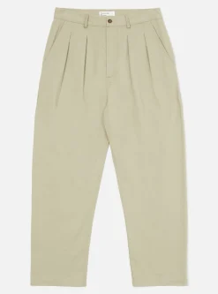 Cheap Double Pleat Pant In Stone Twill Men Suiting.