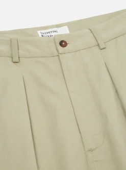 Cheap Double Pleat Pant In Stone Twill Men Suiting.