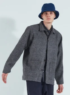 Best Sale Easy Over Jacket In Grey Harris Tweed Men Jackets.