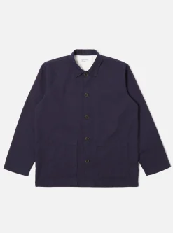 Fashion Easy Overshirt In Navy Barca Dobby Cotton Men Overshirts.