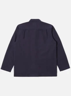 Fashion Easy Overshirt In Navy Barca Dobby Cotton Men Overshirts.