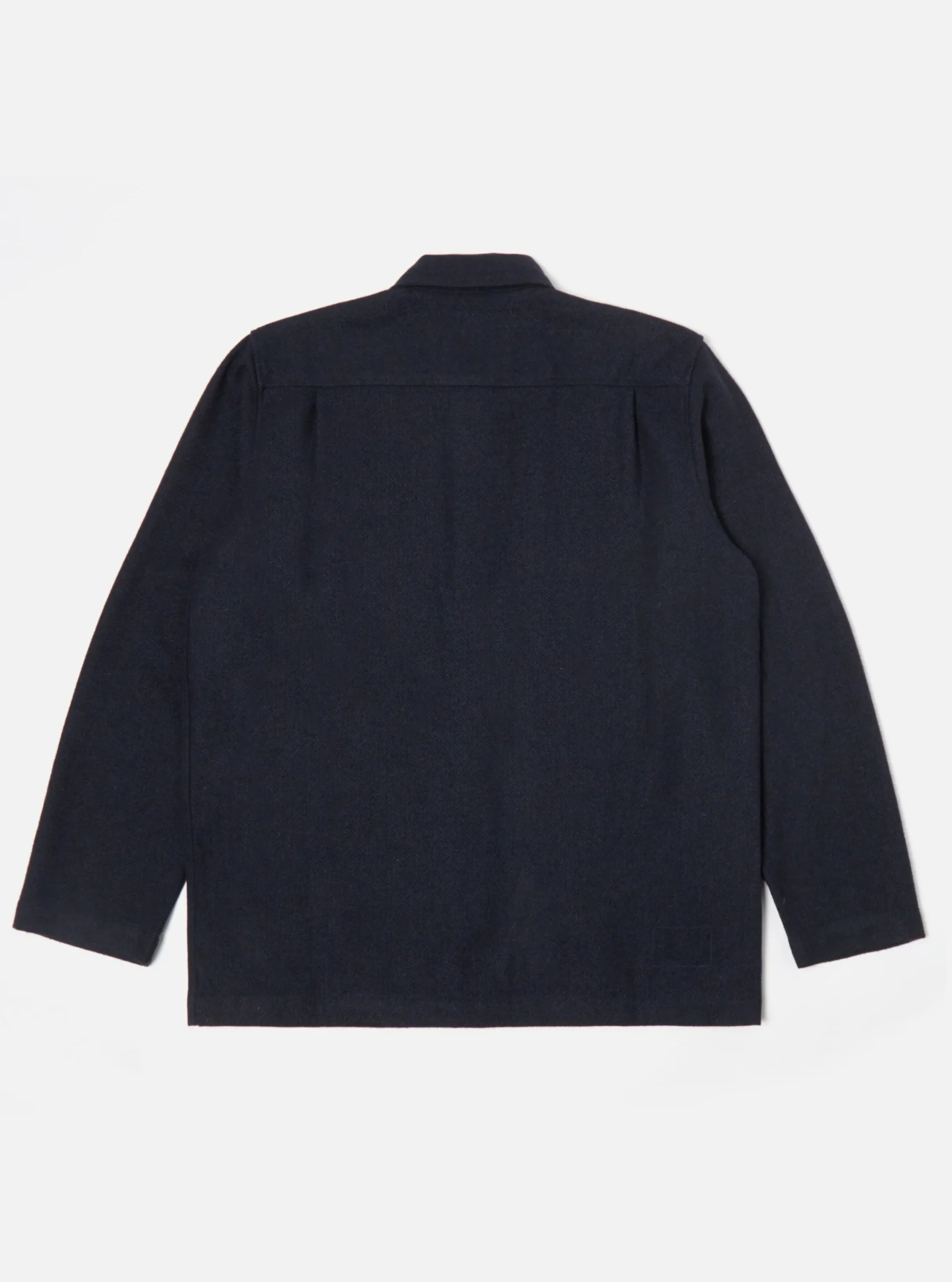 New Easy Overshirt In Navy Herringbone Recycled Wool Men Overshirts.