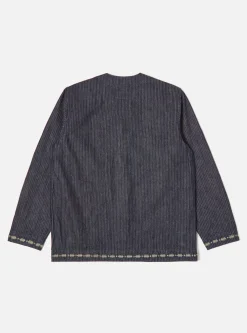 Shop Embroidered Cabin Jacket In Indigo Japanese Twill Denim Men Jackets.