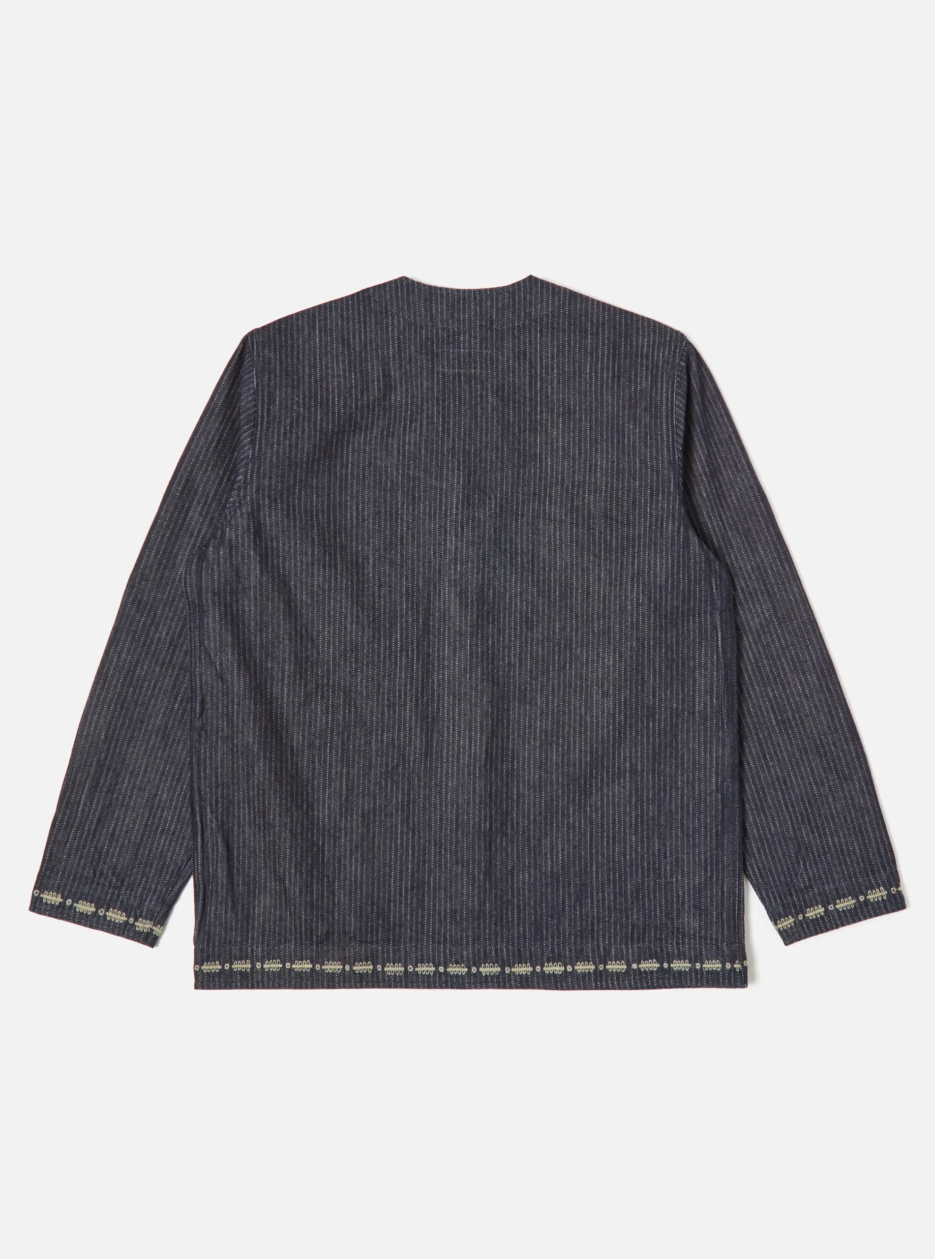 Shop Embroidered Cabin Jacket In Indigo Japanese Twill Denim Men Jackets.