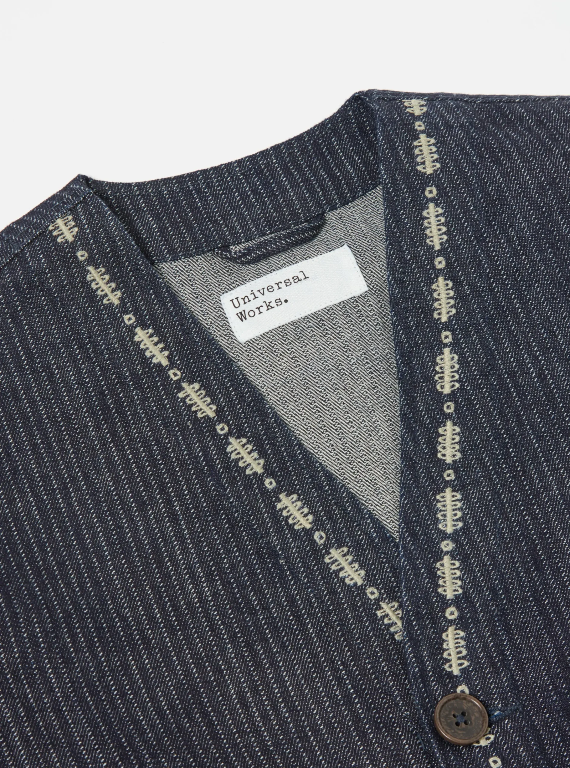 Shop Embroidered Cabin Jacket In Indigo Japanese Twill Denim Men Jackets.