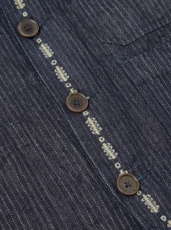 Shop Embroidered Cabin Jacket In Indigo Japanese Twill Denim Men Jackets.